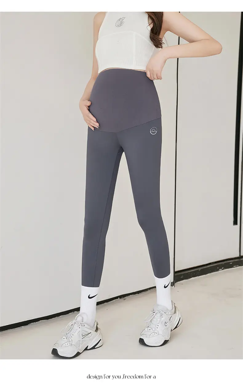 Pregnant Women's Warm Honeycomb Leggings Gray — feature 38