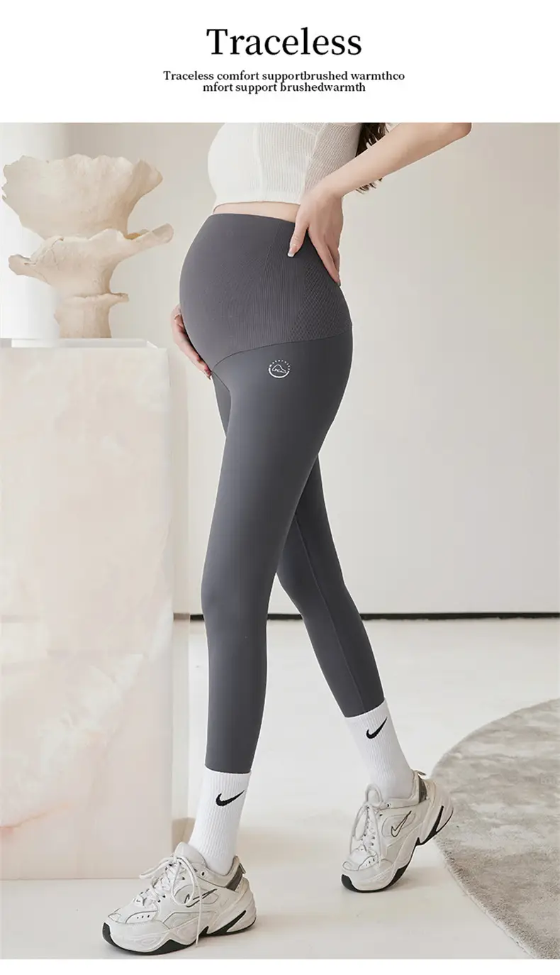 Pregnant Women's Warm Honeycomb Leggings Gray — feature 42