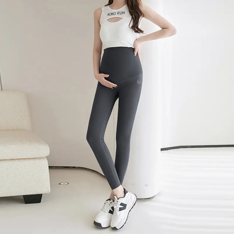 Pregnant Women's Warm Honeycomb Leggings Gray - Image 2