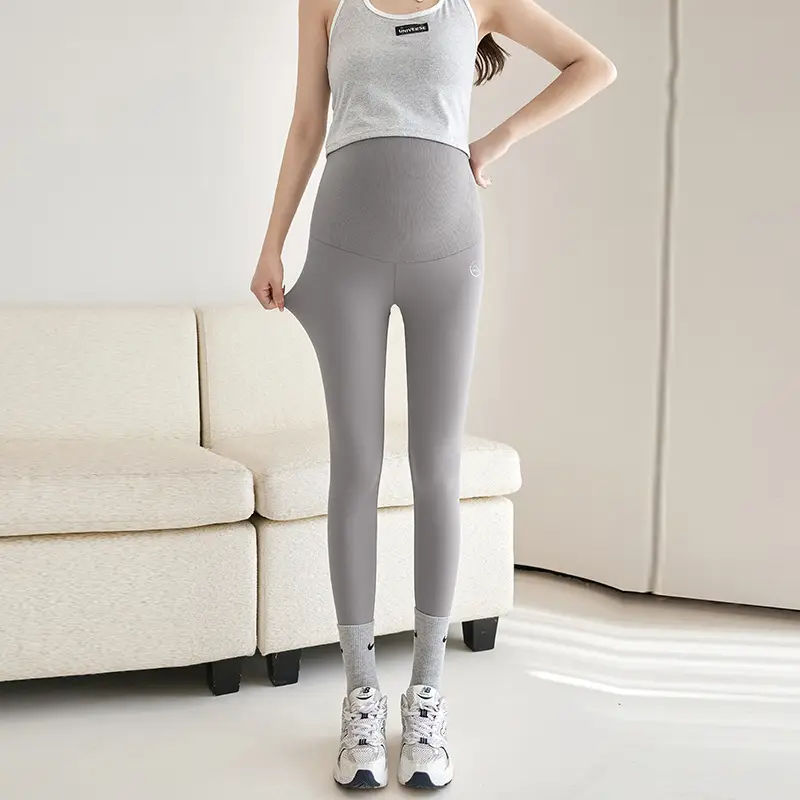 Pregnant Women's Warm Honeycomb Leggings Gray - Image 3