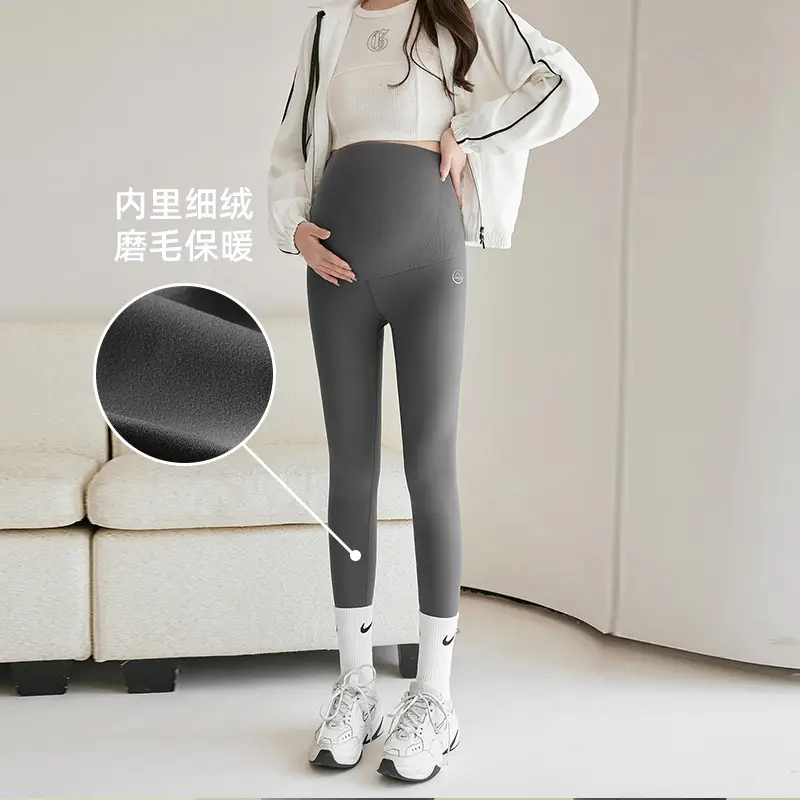 Pregnant Women's Warm Honeycomb Leggings Gray - Image 5