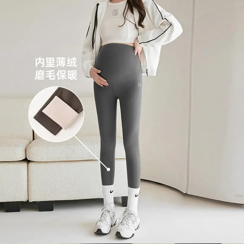Pregnant Women's Warm Honeycomb Leggings Gray - Image 8