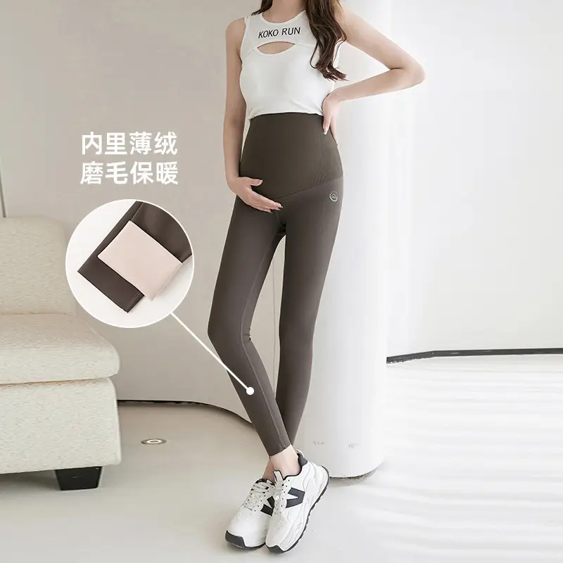 Pregnant Women's Warm Honeycomb Leggings Gray - Image 9