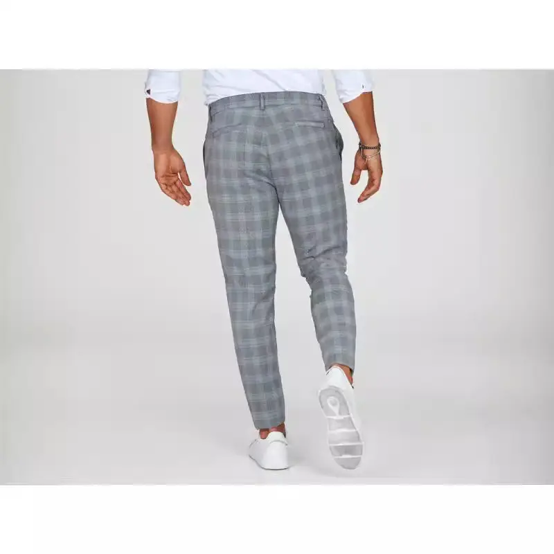 2021 Men's Grey Plaid Casual Pants Loose Fit - Image 8