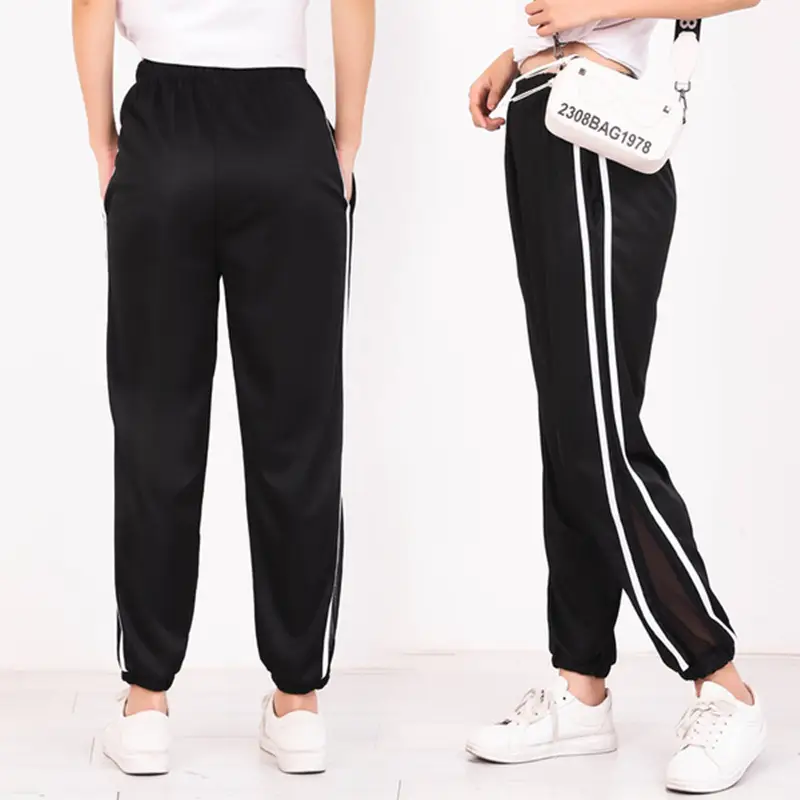 Women's Black Mesh Wide Leg Pants Summer High Waist - Image 3