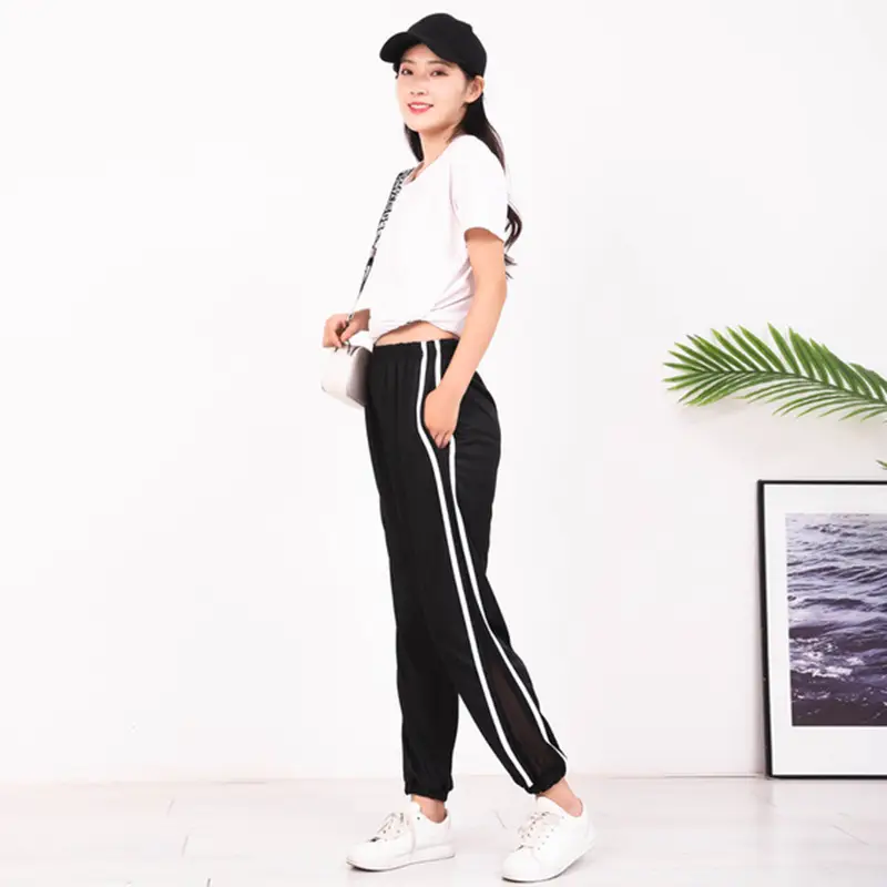 Women's Black Mesh Wide Leg Pants Summer High Waist - Image 4