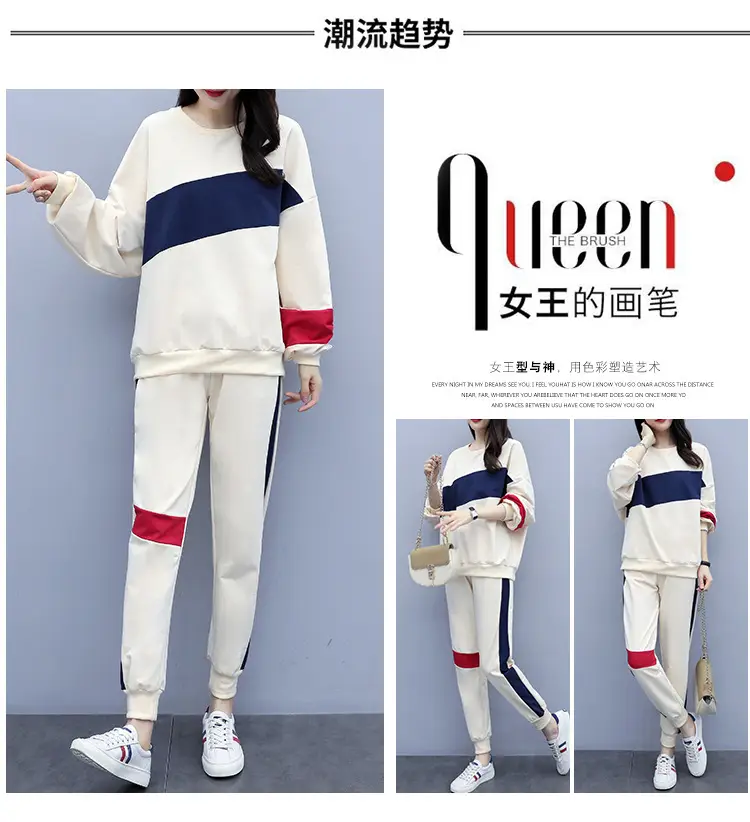 Women Korean Style Sports Suit Blue White Red Medium — feature 5