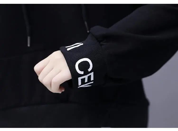 Women Black Hoodie Sweatpants Set Korean Style 2020 — feature 16
