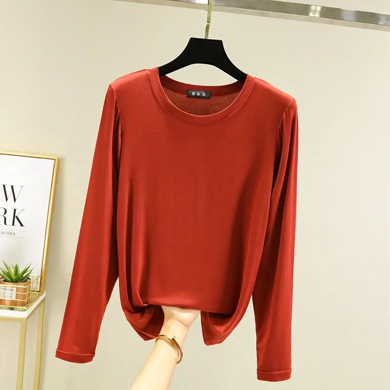 Women's White Half Collar T-Shirt Solid Color — feature 5