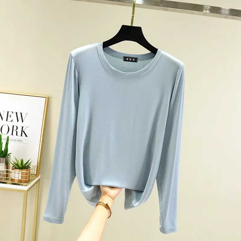 Women's White Half Collar T-Shirt Solid Color — feature 8