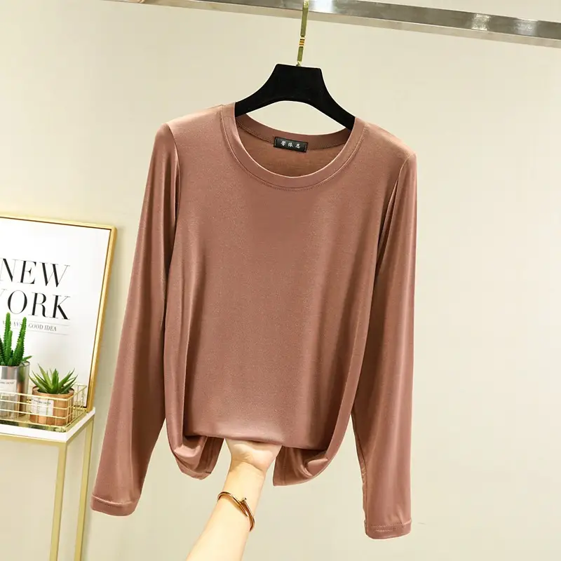 Women's White Half Collar T-Shirt Solid Color