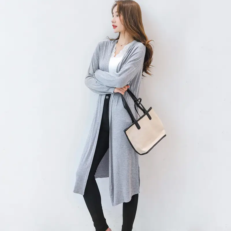 Women's Long Sleeve Sunscreen Cardigan Coat Navy Blue - Image 17
