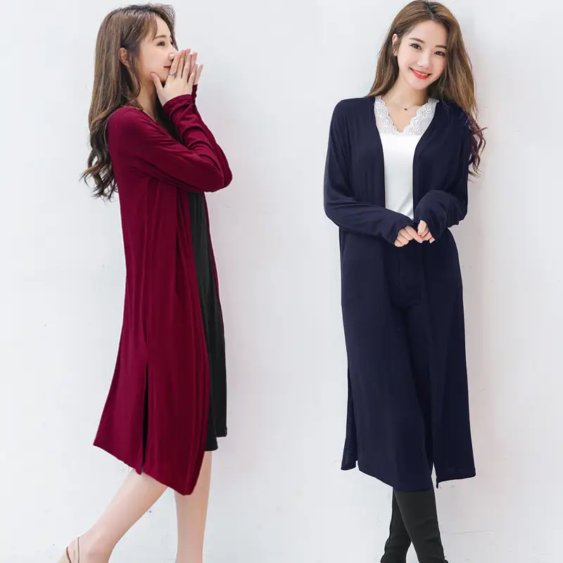Women's Long Sleeve Sunscreen Cardigan Coat Navy Blue - Image 18