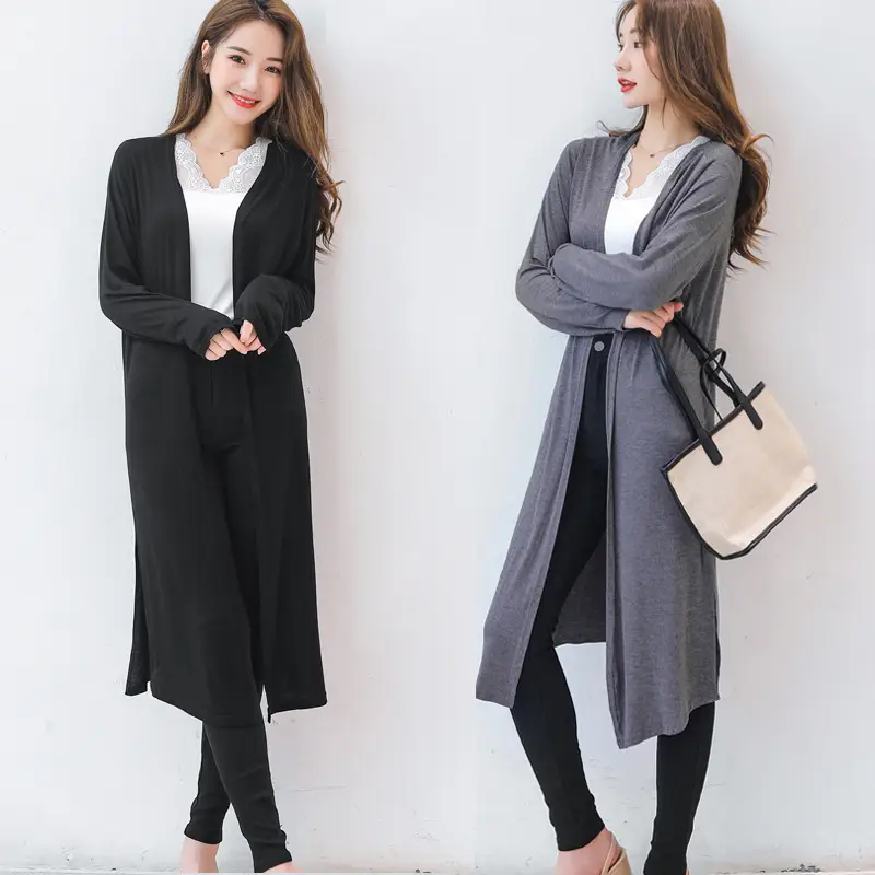 Women's Long Sleeve Sunscreen Cardigan Coat Navy Blue - Image 19