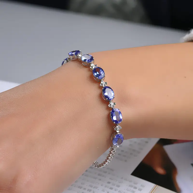 Blue Crystal Gemstone Bracelet with Clasp