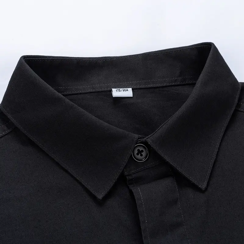 Men Pure Cotton Printed Long Sleeve Shirt Black Loose Large