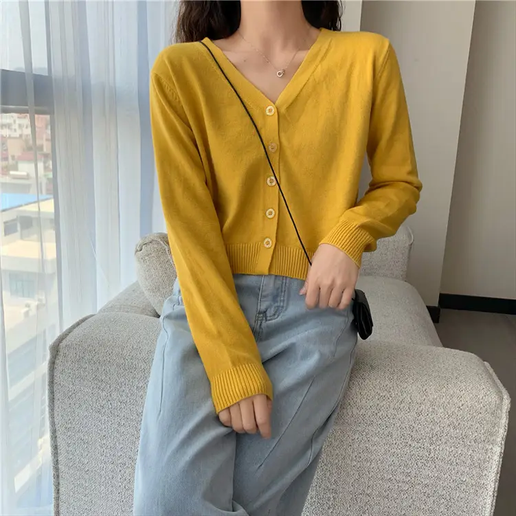 Women Korean Style V-Neck Knitted Sweater Small - Image 13
