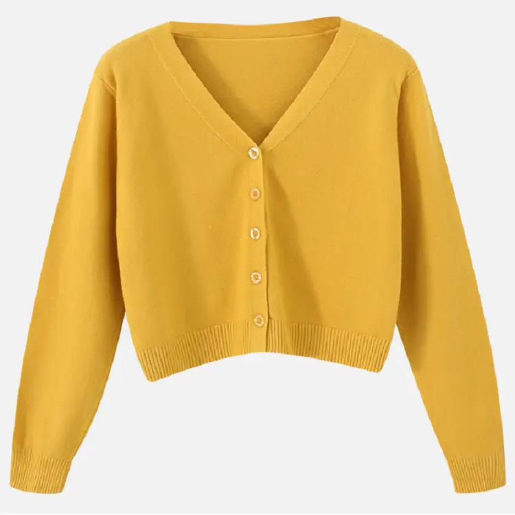 Women Korean Style V-Neck Knitted Sweater Small - Image 2