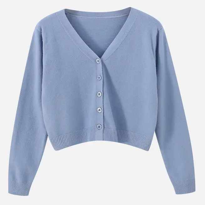 Women Korean Style V-Neck Knitted Sweater Small - Image 9