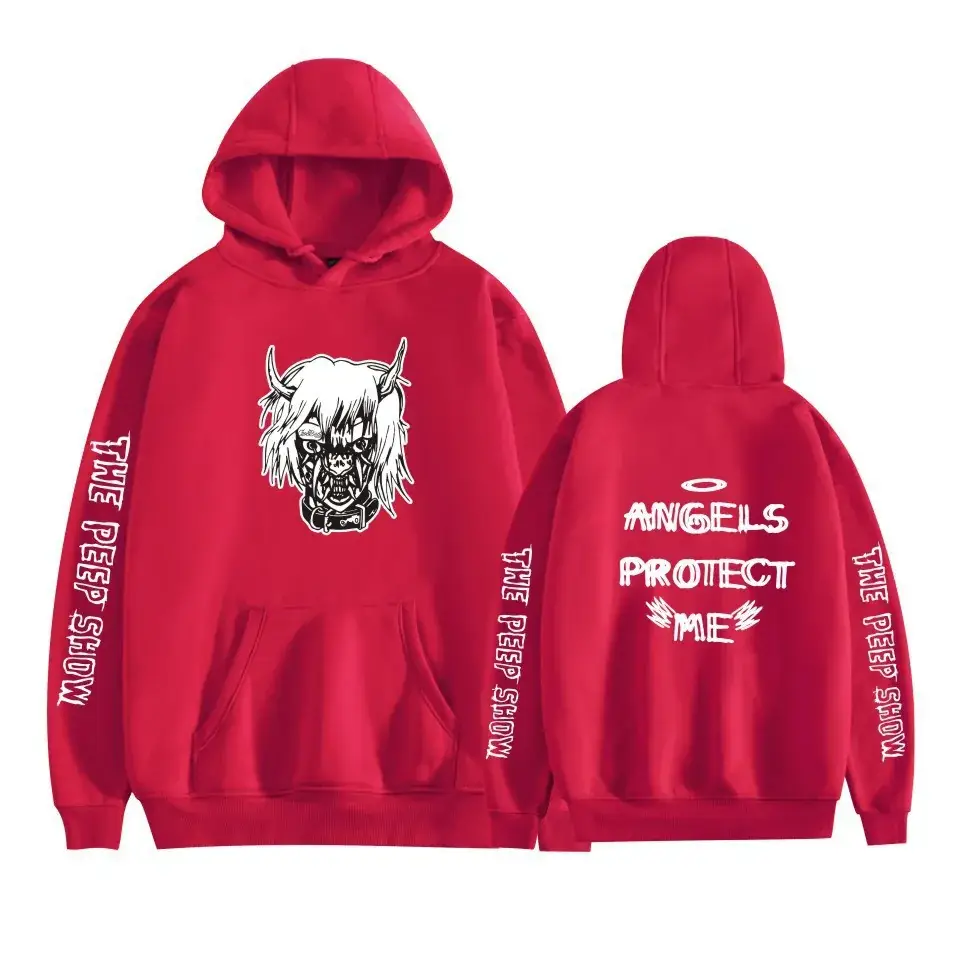 Lil Peep Street Hooded Sweatshirt Black Angels Protect Me Print