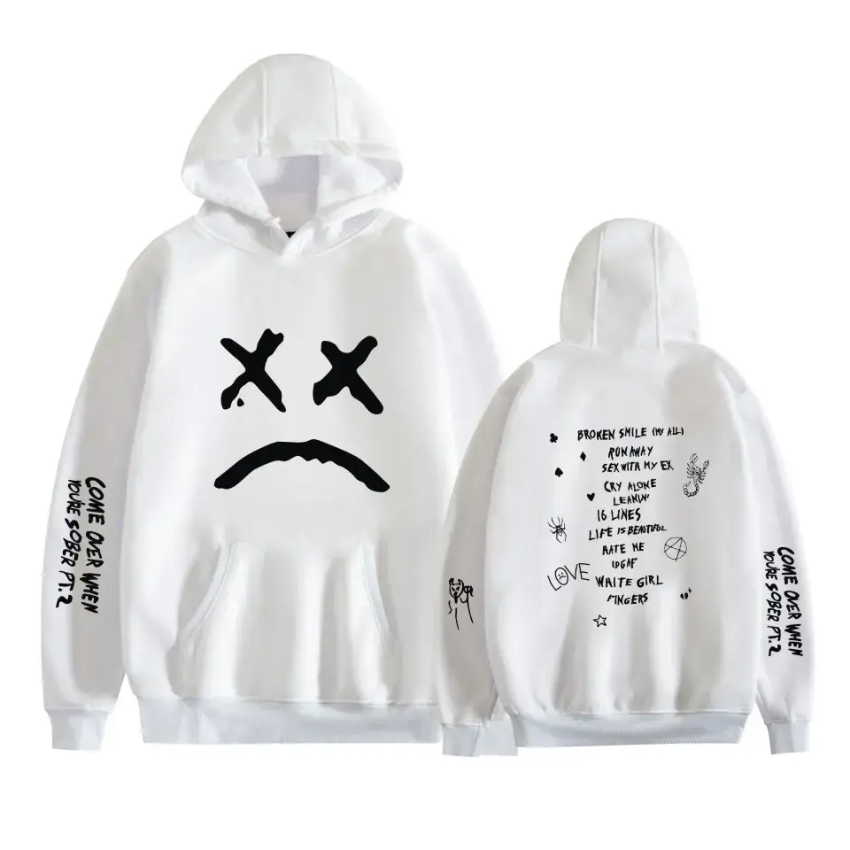 Lil Peep Street Hooded Sweatshirt Black Angels Protect Me Print