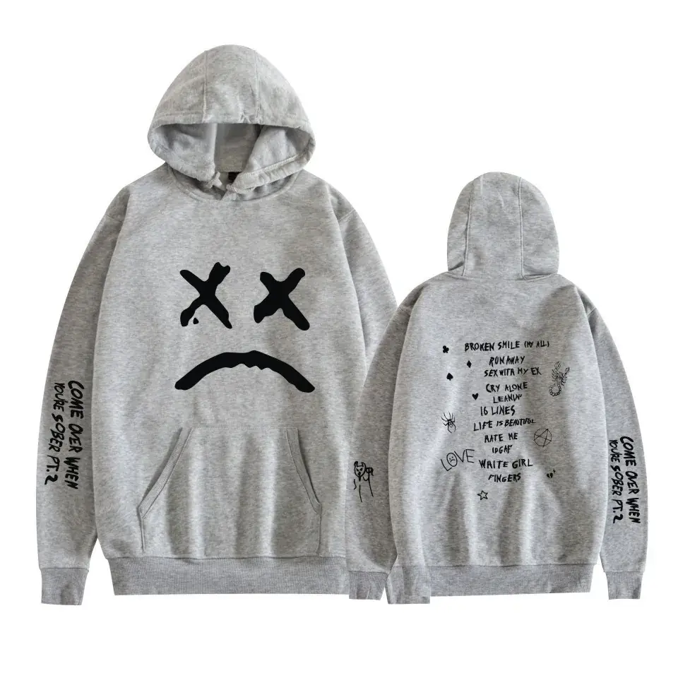 Lil Peep Street Hooded Sweatshirt Black Angels Protect Me Print