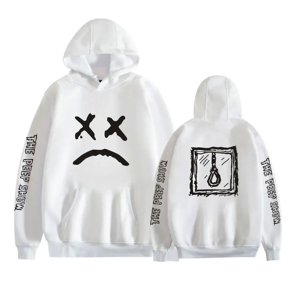 Lil Peep Street Hooded Sweatshirt Black Angels Protect Me Print
