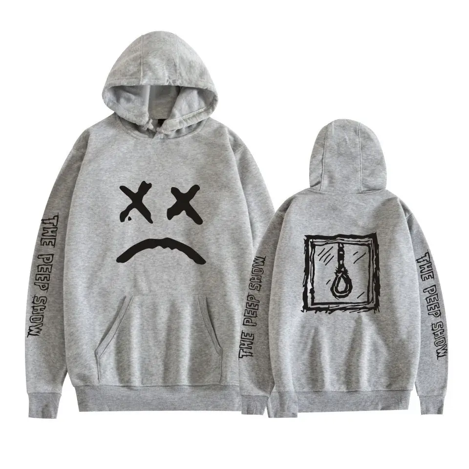 Lil Peep Street Hooded Sweatshirt Black Angels Protect Me Print