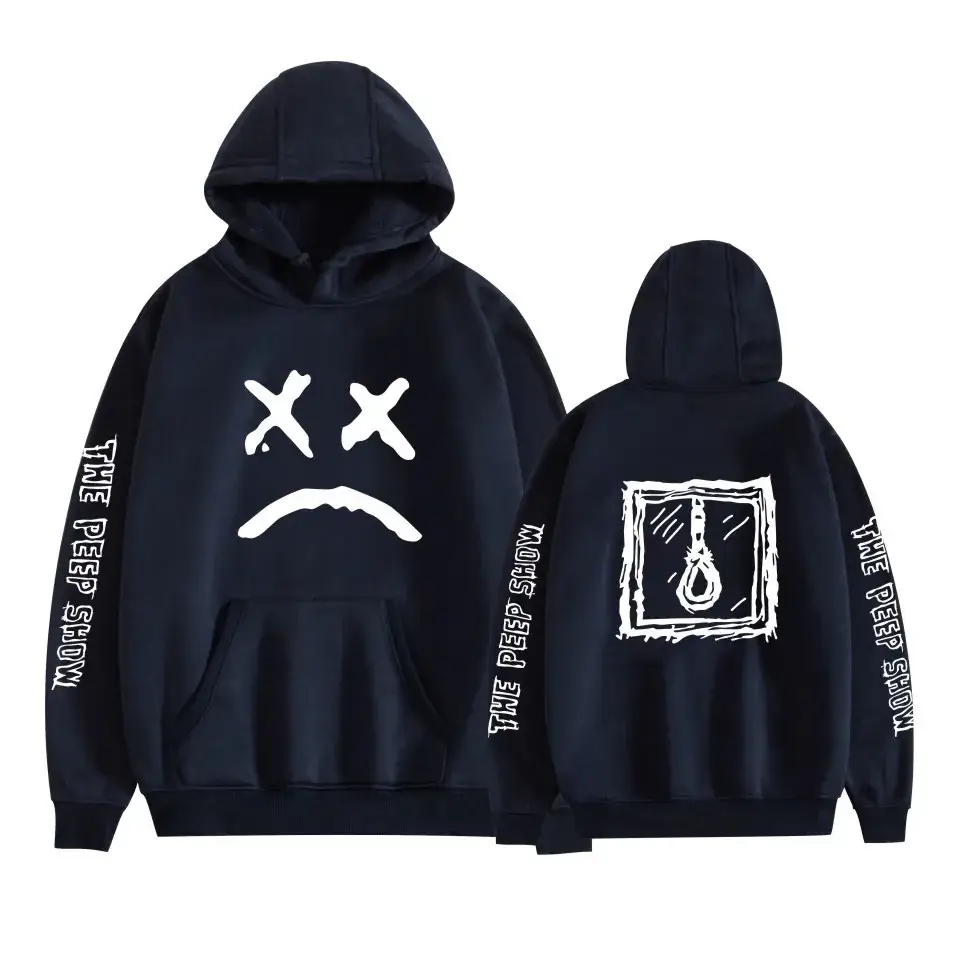 Lil Peep Street Hooded Sweatshirt Black Angels Protect Me Print