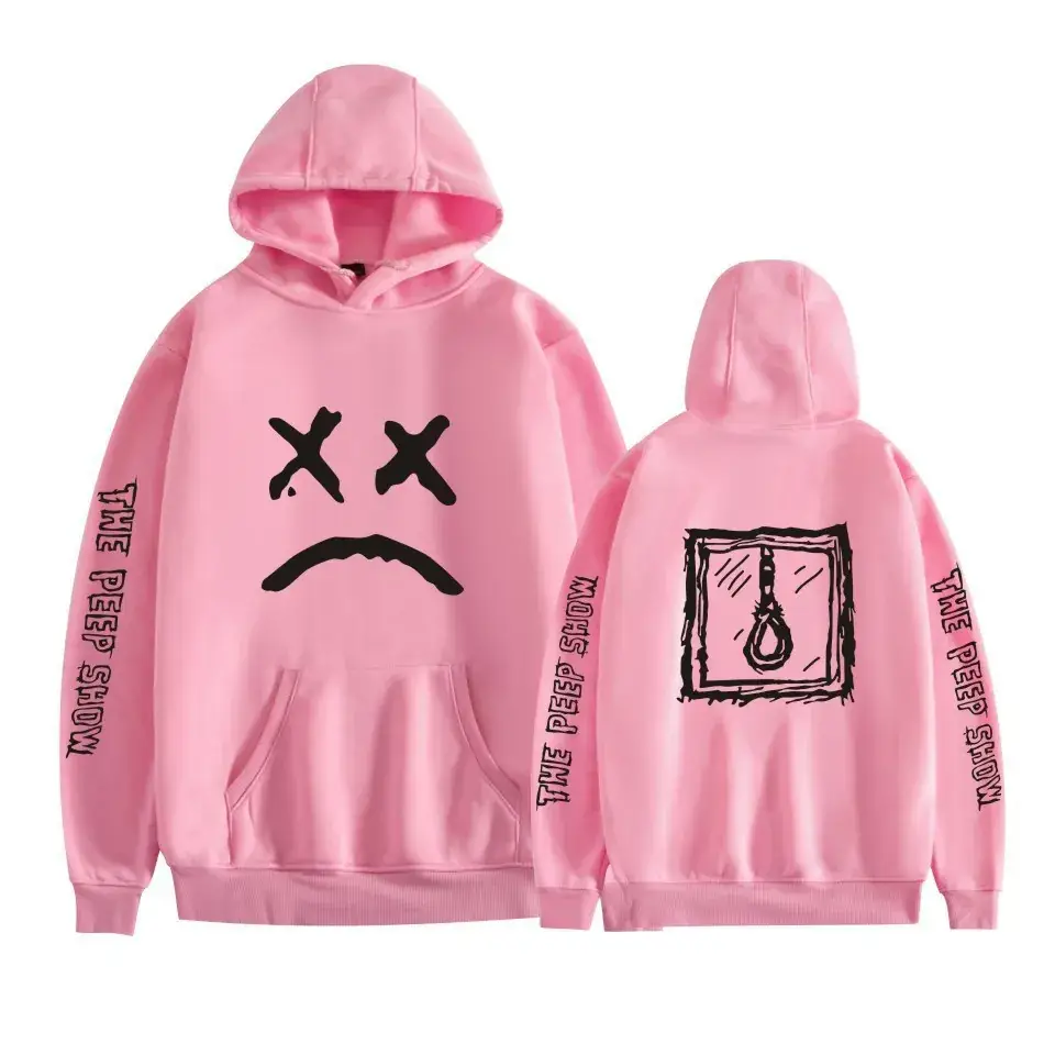 Lil Peep Street Hooded Sweatshirt Black Angels Protect Me Print
