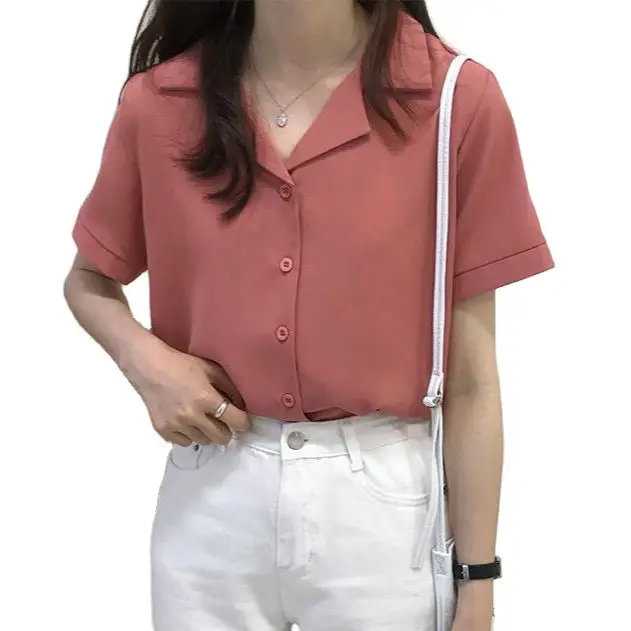 Women V-Neck Chiffon Shirt Black 2024 Summer - Image 11