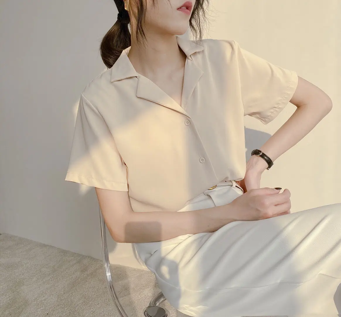 Women V-Neck Chiffon Shirt Black 2024 Summer — feature 20