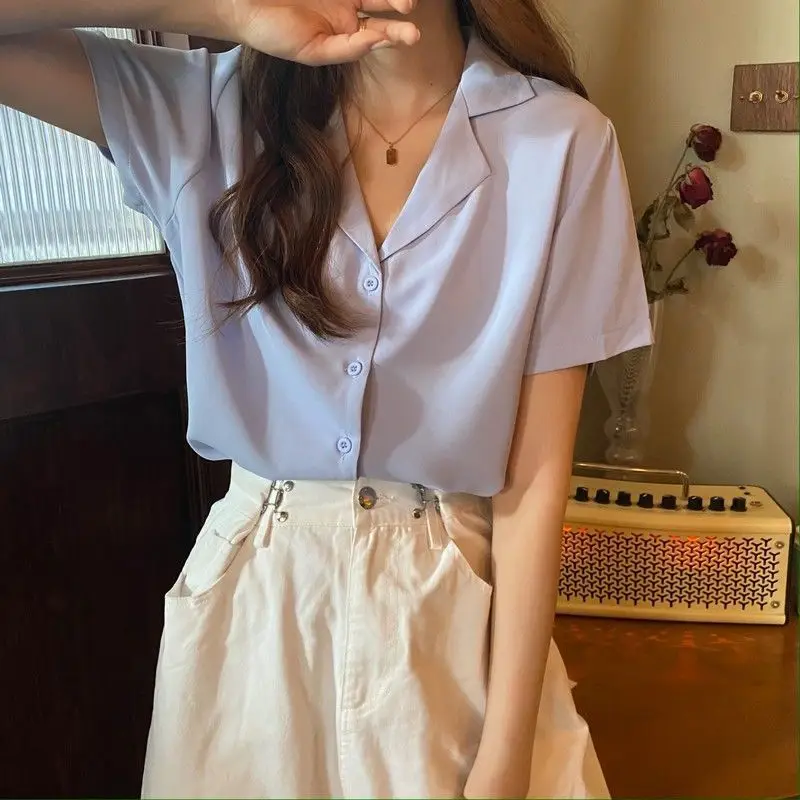 Women V-Neck Chiffon Shirt Black 2024 Summer - Image 5