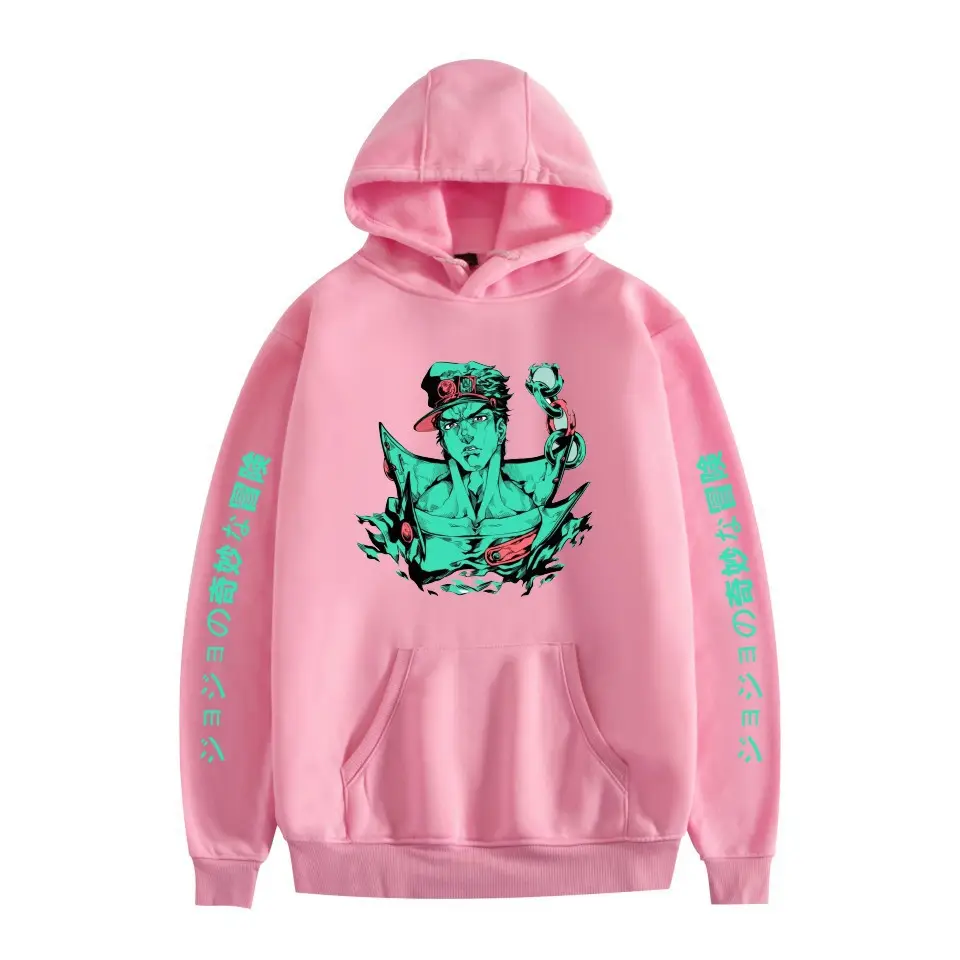 Men's Pink JOJO Hoodie with Anime Design - Image 5