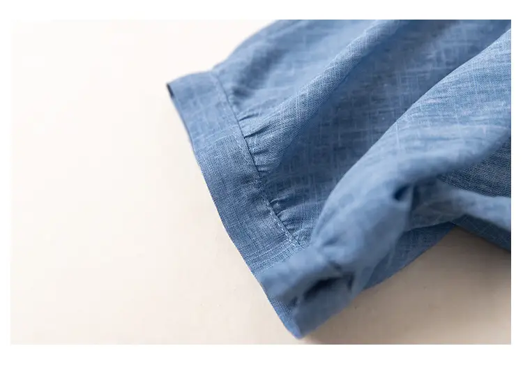 Women Loose Blue Drawstring T-Shirt Mid Sleeve — feature 10