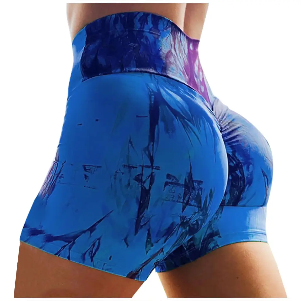 Green Printed Yoga Shorts for Women