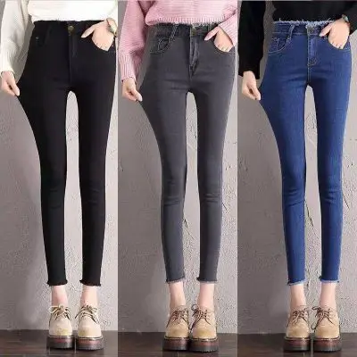 Women Black High Waist Pencil Jeans 2022 New - Image 4