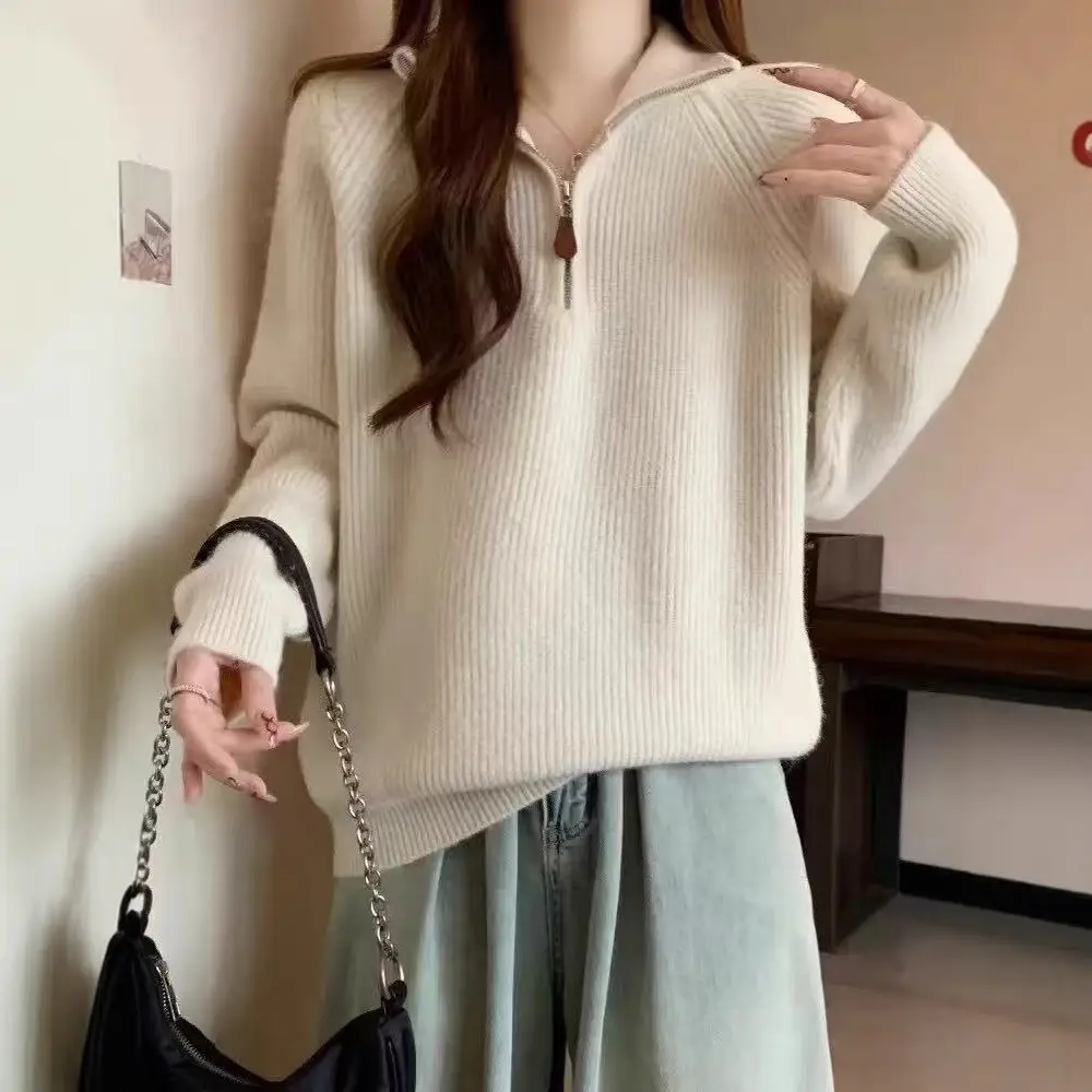 Korean Style Turtleneck Knitwear Beige — feature 11