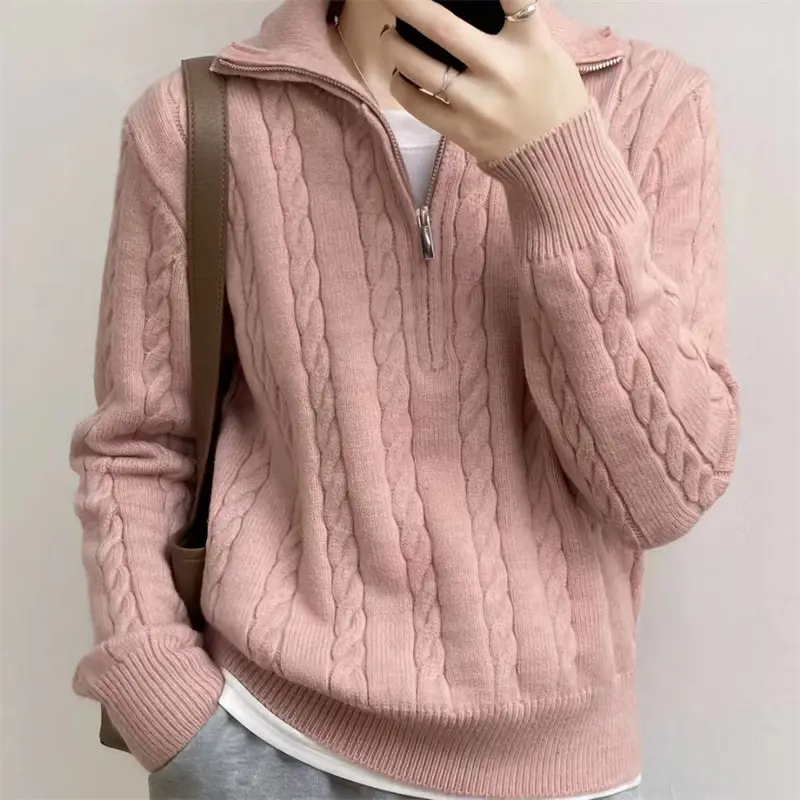Korean Style Turtleneck Knitwear Beige — feature 3