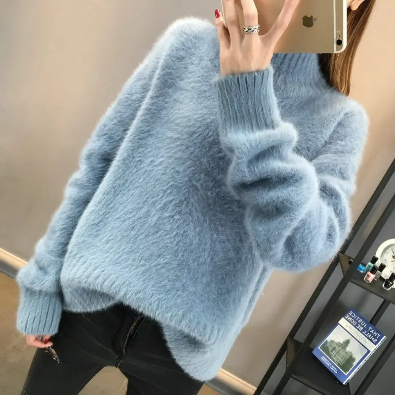 Korean Style Turtleneck Knitwear Beige — feature 6