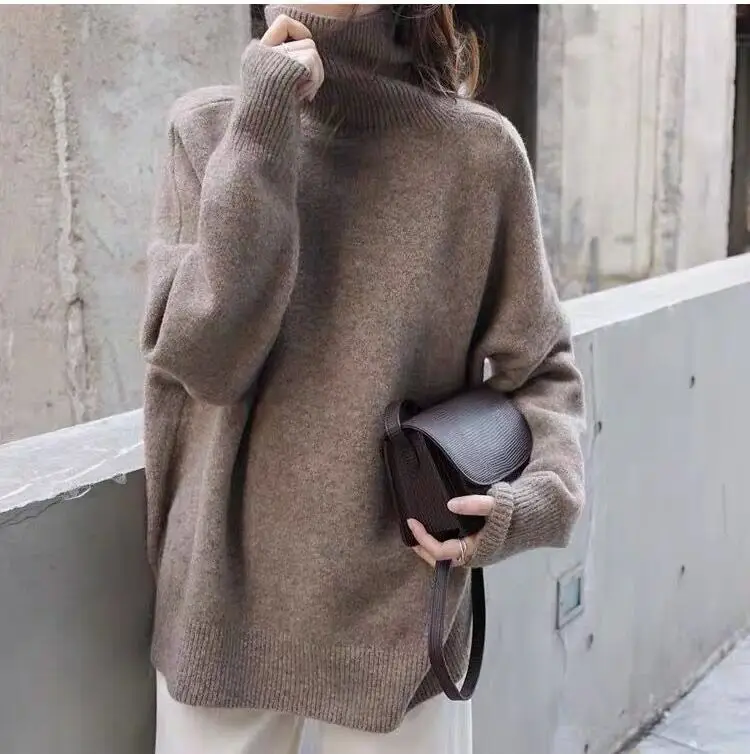 Korean Style Turtleneck Knitwear Beige — feature 8
