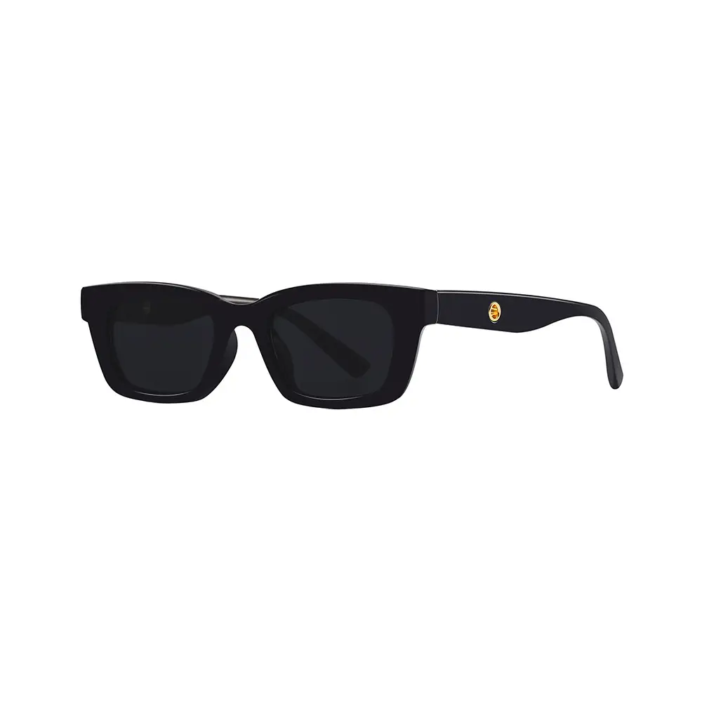 Retro Square Polarized Sunglasses Black 1996