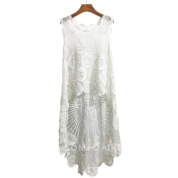 Black Embroidered Cotton Vest Top Crocheted Swallow Dress - Image 14