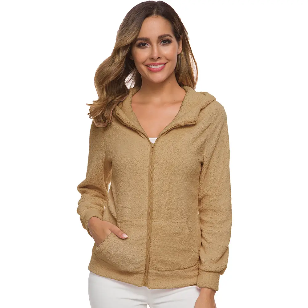 Pink Plush Hooded Jacket for Women Autumn Winter - Image 12