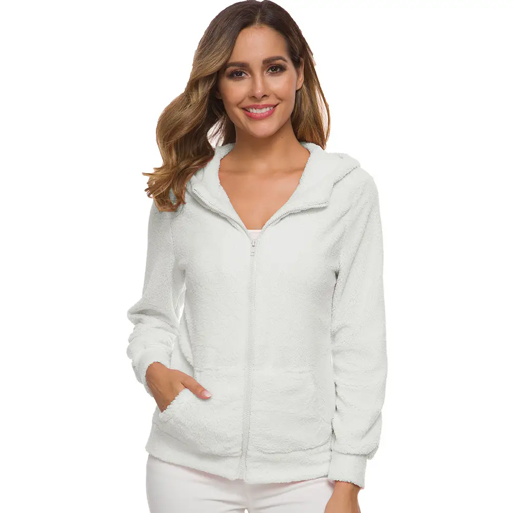 Pink Plush Hooded Jacket for Women Autumn Winter - Image 14