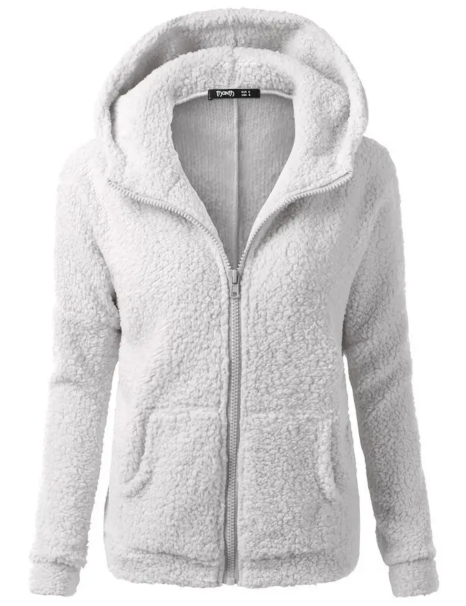 Pink Plush Hooded Jacket for Women Autumn Winter - Image 3