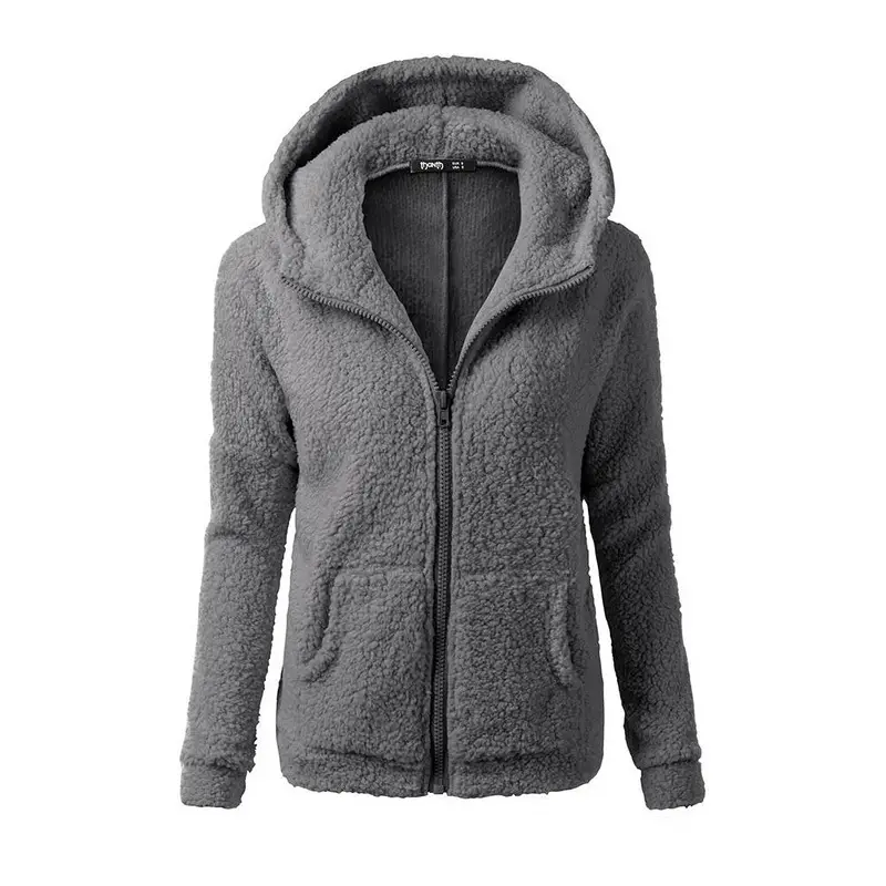 Pink Plush Hooded Jacket for Women Autumn Winter - Image 6