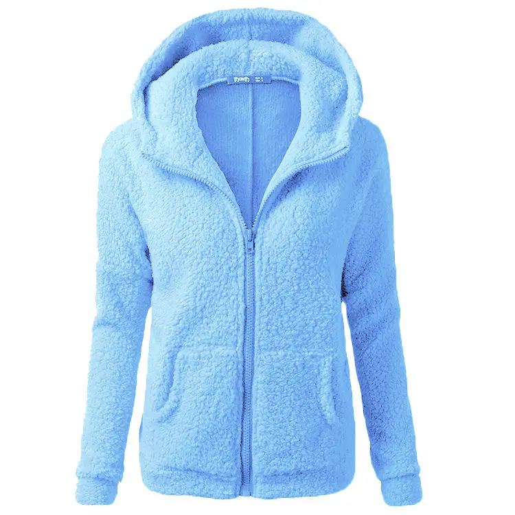 Pink Plush Hooded Jacket for Women Autumn Winter - Image 9