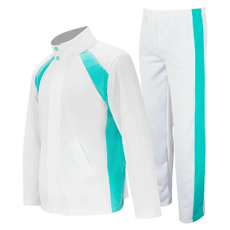 White Capri Pants with Teal Stripe for Boys - Image 7
