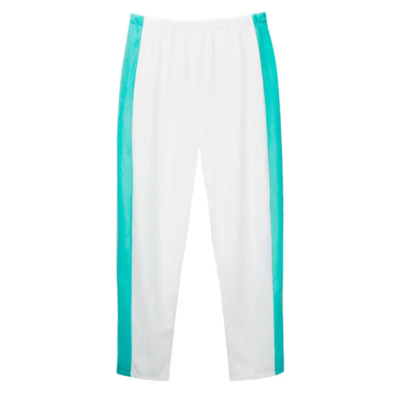 White Capri Pants with Teal Stripe for Boys - Image 2